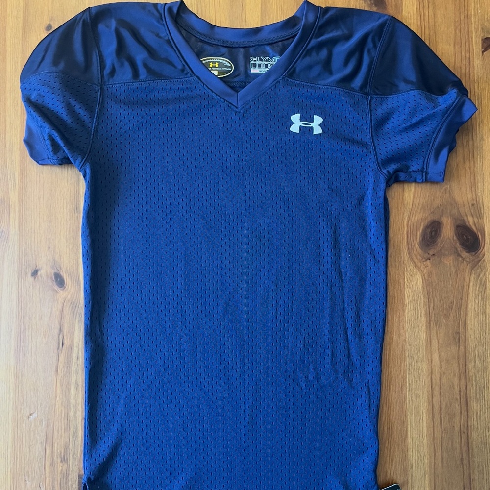 Under Armour Youth Football Heat Gear Deep Blue Athletic Jersey